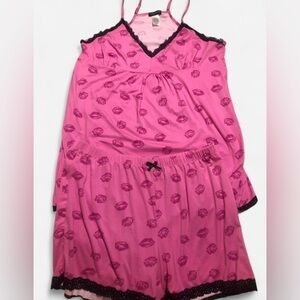 Pink Lip Print Women's Pajama Set 💋